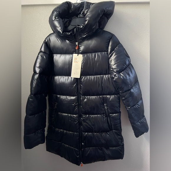 New Save The Duck Girls' Millie Quilted Jacket in Black Size 16 - Picture 2 of 10